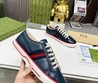 Кеды Gucci 2022 синие кожаные с мехом