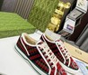 Кеды Gucci 2022 красные текстильные с светлым мехом