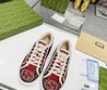 Кеды Gucci 2022 красные текстильные с светлым мехом