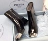 Женские ботинки Prada 2022 черные кожаные высокие лакированные