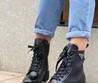 Женские ботинки Prada 2022 комбинированные черные со шнурками