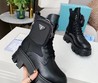 Женские ботинки Prada 2022 черные кожаные на высокой подошве