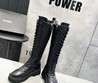 Женские осенние сапоги Chanel 2022 черные кожаные фактурные