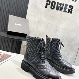 Женские ботинки Chanel 2022 черные кожаные фактурные