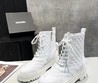 Женские ботинки Chanel 2022 белые кожаные фактурные