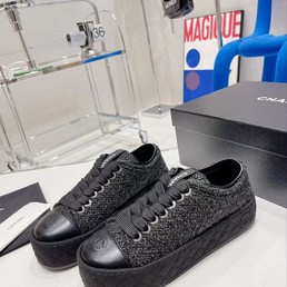 Женские кеды Chanel 2022 черные текстильные