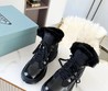 Женские ботинки Prada 2022 черные на шнурках