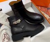 Женские ботинки Hermes 2022 черные кожаные без шнурков