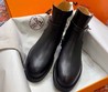Женские ботинки Hermes 2022 черные кожаные без шнурков