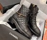 Женские ботинки Chanel 2022 черные кожаные фактурные