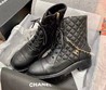 Женские ботинки Chanel 2022 черные кожаные фактурные