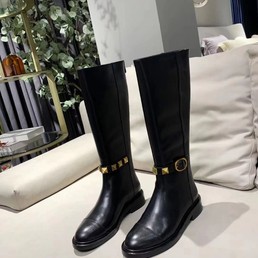 Женские кожаные сапоги Valentino 2022 черные