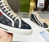 Кеды высокие Gucci 2022 темно-синие с мехом