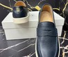 Мужские лоферы Brunello Cucinelli 2022-2023 синие кожаные с белой подошвой