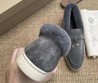 Женские зимние лоферы Loro Piana 2022 серые замшевые