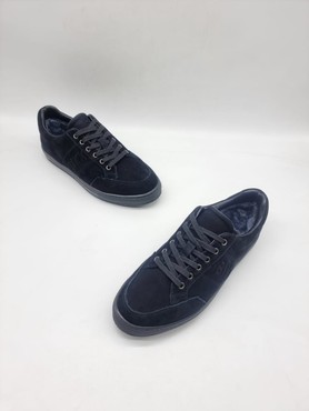 Мужские кроссовки Bikkembergs 2022 черные с синим оттенком замшевые зимние