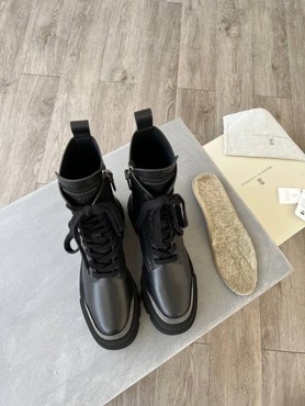 Женские кожаные ботинки Brunello Cucinelli 2022 черные на шнуровке