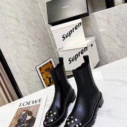 Женские ботинки Alexander Wang 2022 черные кожаные с декором