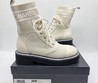 Женские ботинки Chanel 2022 бежевые текстильные