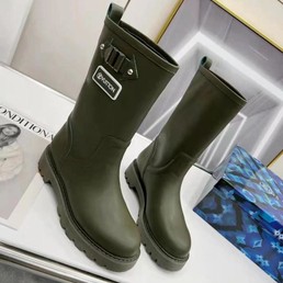 Женские ботинки Louis Vuitton 2022 зеленые кожаные с каучуковым логотипом