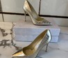 Женские туфли Jimmy Choo 2022 золотистые кожаные с текстурой