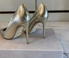 Женские туфли Jimmy Choo 2022 золотистые кожаные с текстурой