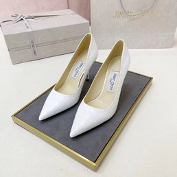 Женские туфли Jimmy Choo 2022 белые кожаные с текстурой