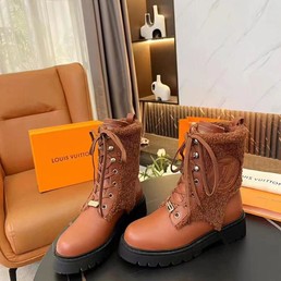 Женские ботинки Louis Vuitton 2022 коричневые кожаные зимние
