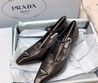 Женские туфли Prada 2022-2023 черные кожаные (каблук 10 см)