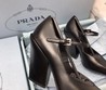 Женские туфли Prada 2022-2023 черные кожаные (каблук 10 см)