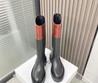 Женские сапоги Celine 2022 черные кожаные с коричневым верхом