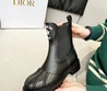 Женские ботинки Christian Dior 2022 кожаные черные с белым логотипом