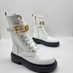 Женские высокие ботинки Fendi 2022 кожаные белые
