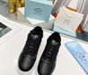 Мужские зимние кроссовки кожаные Prada 2022 черные с белой подошвой