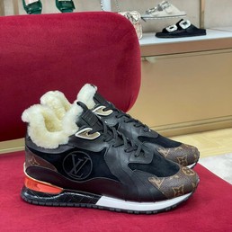 Женские зимние кроссовки Louis Vuitton 2022 черные с коричневым