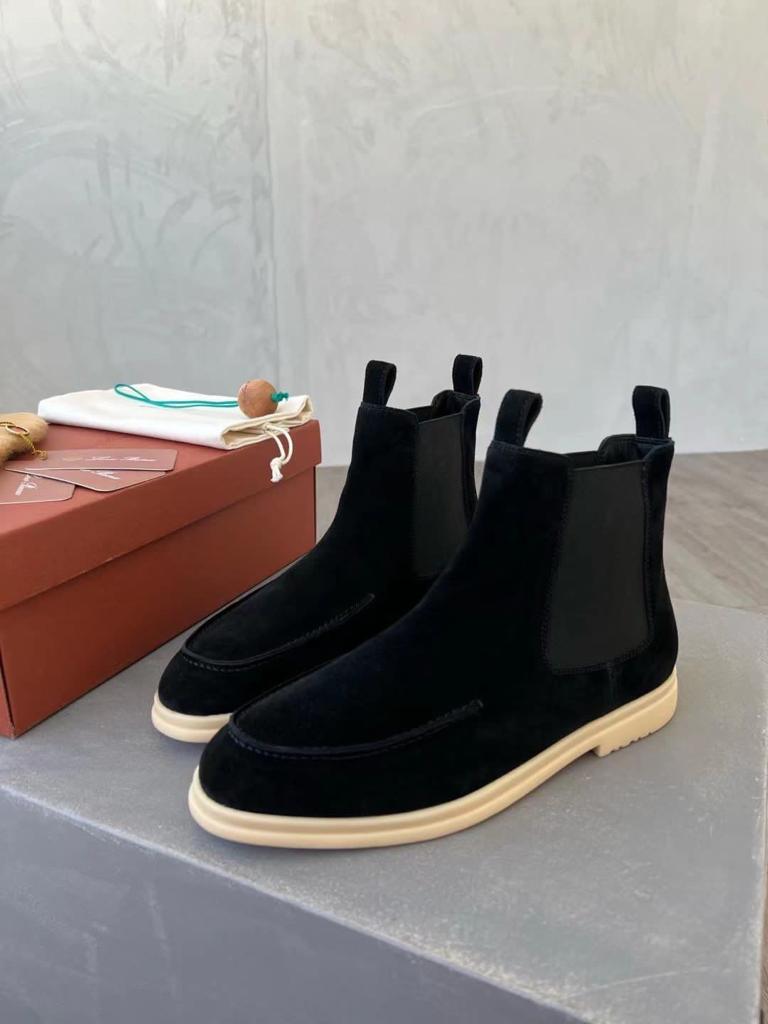 Мужские ботинки Loro Piana 2022 черные замшевые