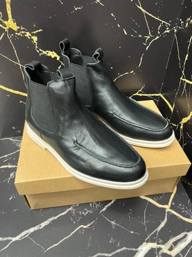Мужские ботинки Loro Piana 2022 черные кожаные