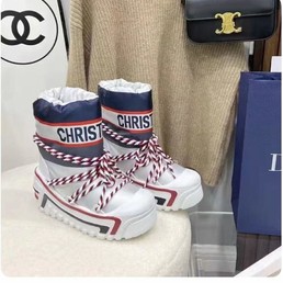 Женские ботинки Christian Dior 2022 белые с цветными шнурками