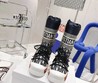 Женские высокие ботинки Christian Dior 2022 темно-синие с орнаментом