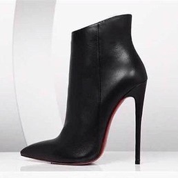 Женские осенние кожаные ботильоны Christian Louboutin Pigalle черные