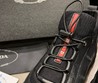 Мужские зимние кроссовки кожаные Prada 2022 черные с текстильным язычком