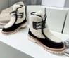 Женские ботинки Celine 2022 черные с белым замшевые с мехом