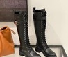 Женские сапоги Givenchy 2022 черные кожаные на шнуровке