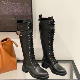 Женские сапоги Givenchy 2022 черные кожаные на шнуровке