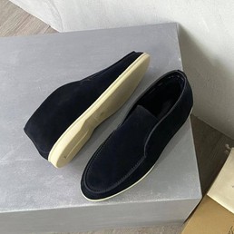 Мужские лоферы замшевые Loro Piana 2022 черные зимние