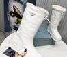 Женские кожаные сапоги Prada 2022 белые с мехом