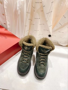 Женские ботинки Valentino 2022 темно-зеленые зимние