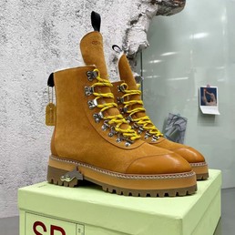 Женские высокие ботинки Off-White 2022 коричневые замшевые