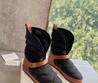 Женские ботинки Celine черные с коричневым нейлоновые