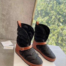 Женские ботинки Celine черные с коричневым нейлоновые